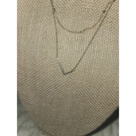 "L" gold tone dainty Monogram Necklace double strand - Picture 2 of 2